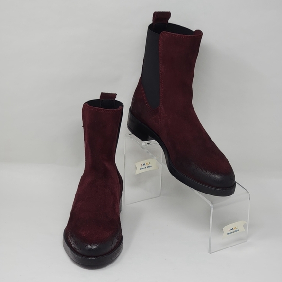 Emanuele Crasto Women's Mid Calf Burgundy Leather Boots Made In Italy Sz 37 New - Picture 3 of 12